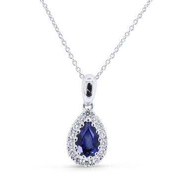 14k White Gold Sapphire and Diamond Necklace