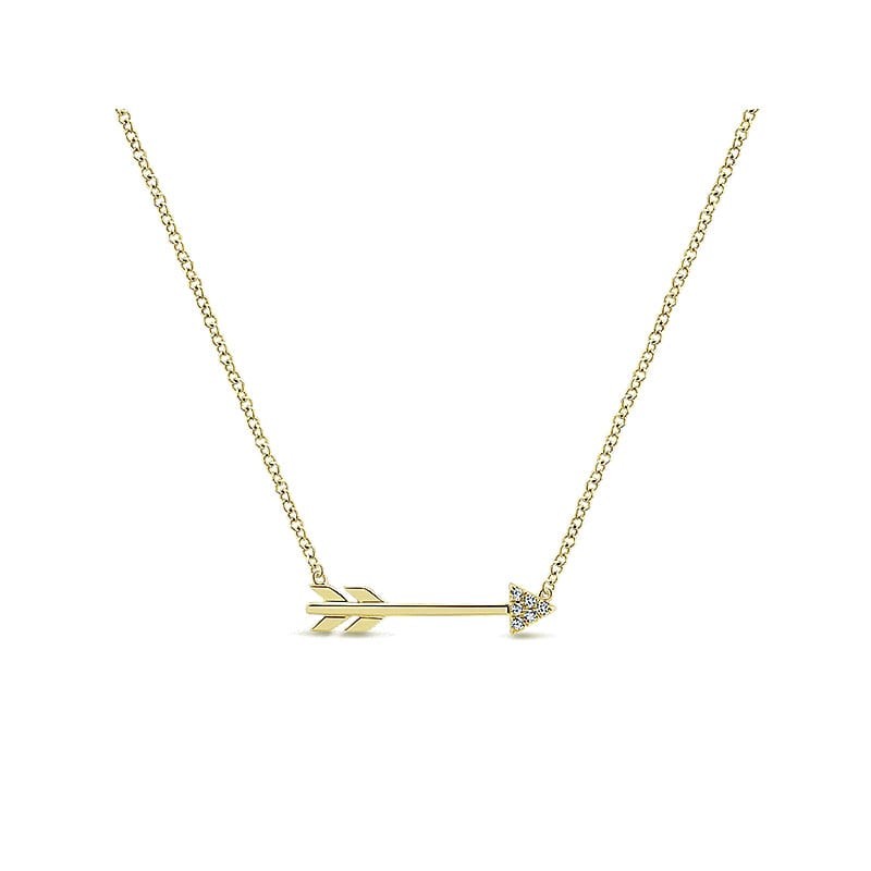 14k Yellow Gold Eternal Love Arrow Necklace