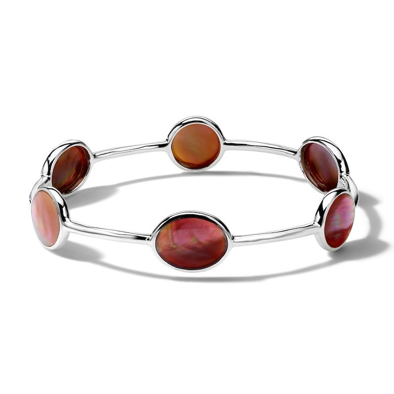 Silver Brown Shell Bangle