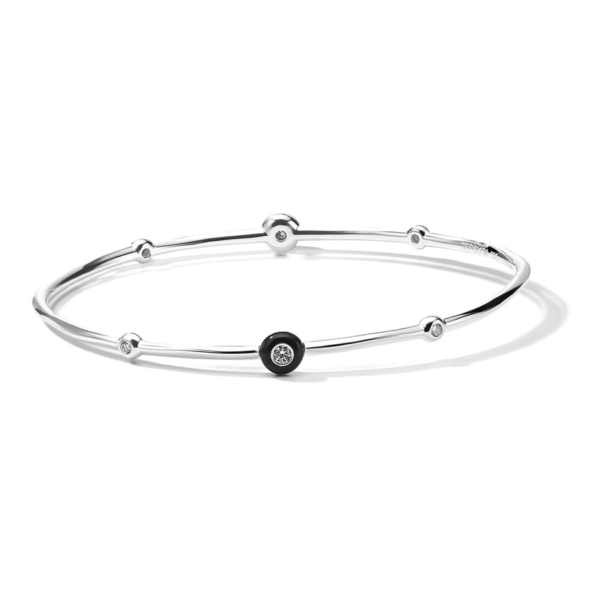 Sterling Silver Stardust Black Ceramic Bracelet