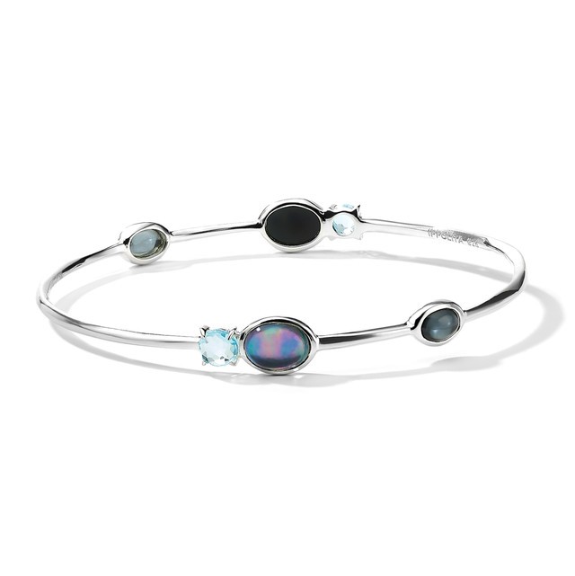 6-Stone Bangle in Sterling Silver