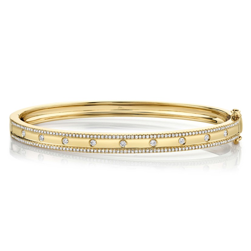 14k Yellow Gold Diamond Bangle Bracelet