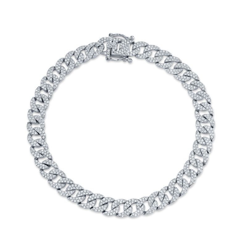 14k White Gold Flat Curb Link Bracelet